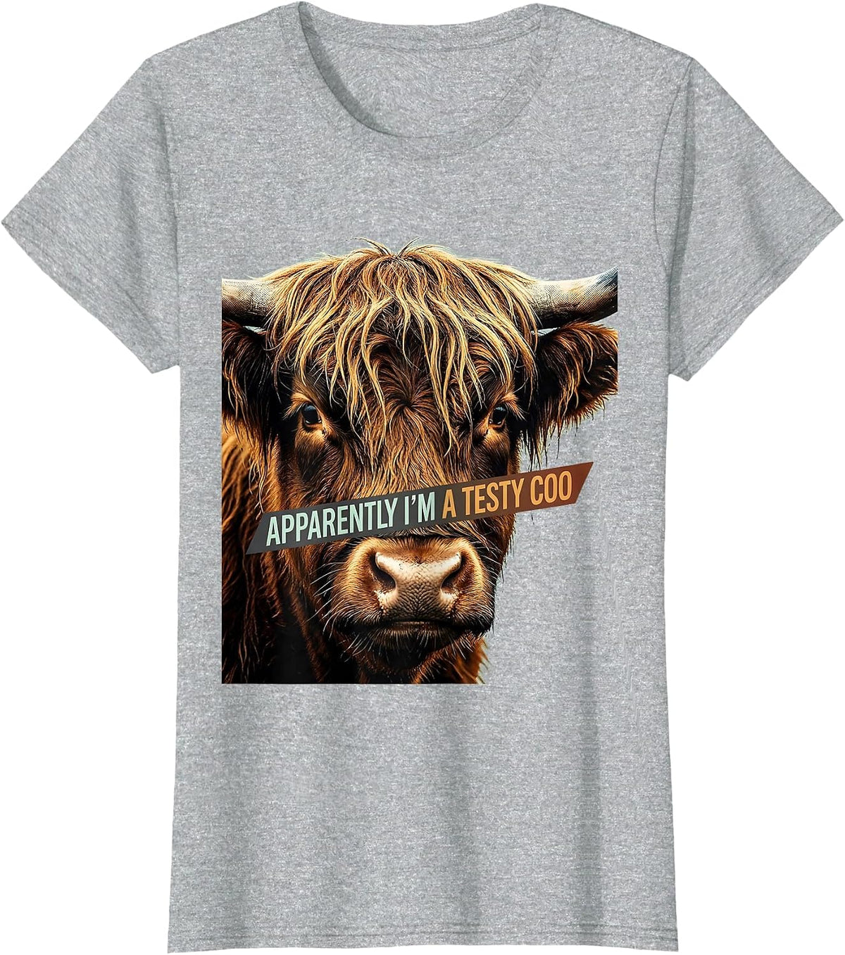 Apparently I’m A Testy Coo Funny Highland Cow Character T-Shirt - Heather Grey