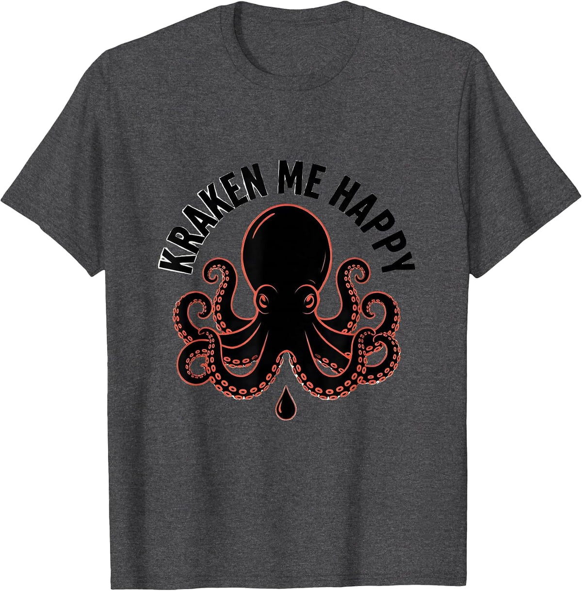 Men's Kraken Me Happy Funny Octopus Lover Vintage Sea Monster T-Shirt - Dark Heather Grey