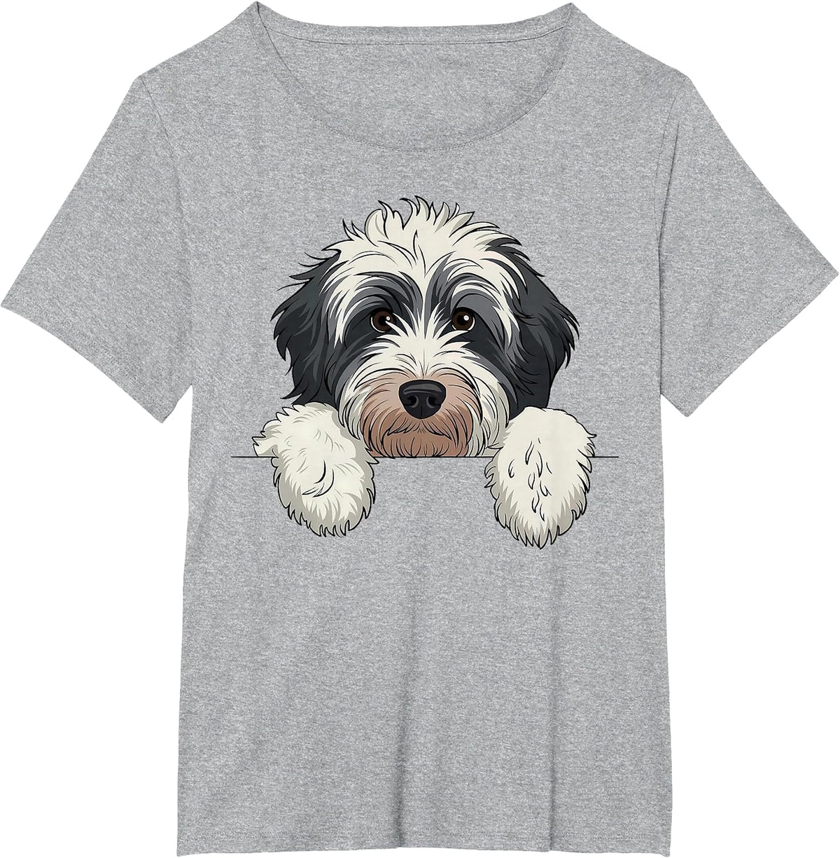 Cute Bernedoodle Peeking Doodle Puppy Dog Lover Men Women T-Shirt - Heather Grey