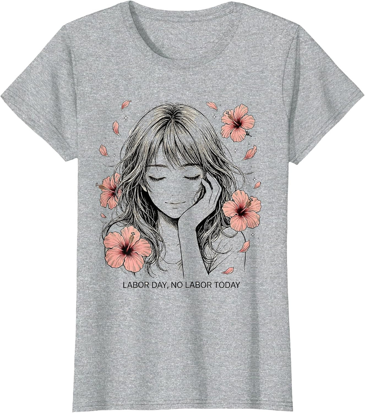 Labor Day No Labor Today Funny Holiday Design T-Shirt - Heather Grey