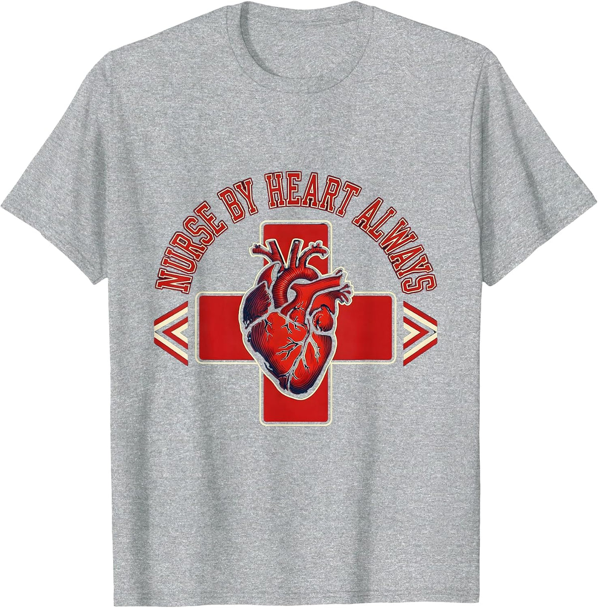 Men's Nurse By Heart Always School Nurse Design T-Shirt - Heather Grey