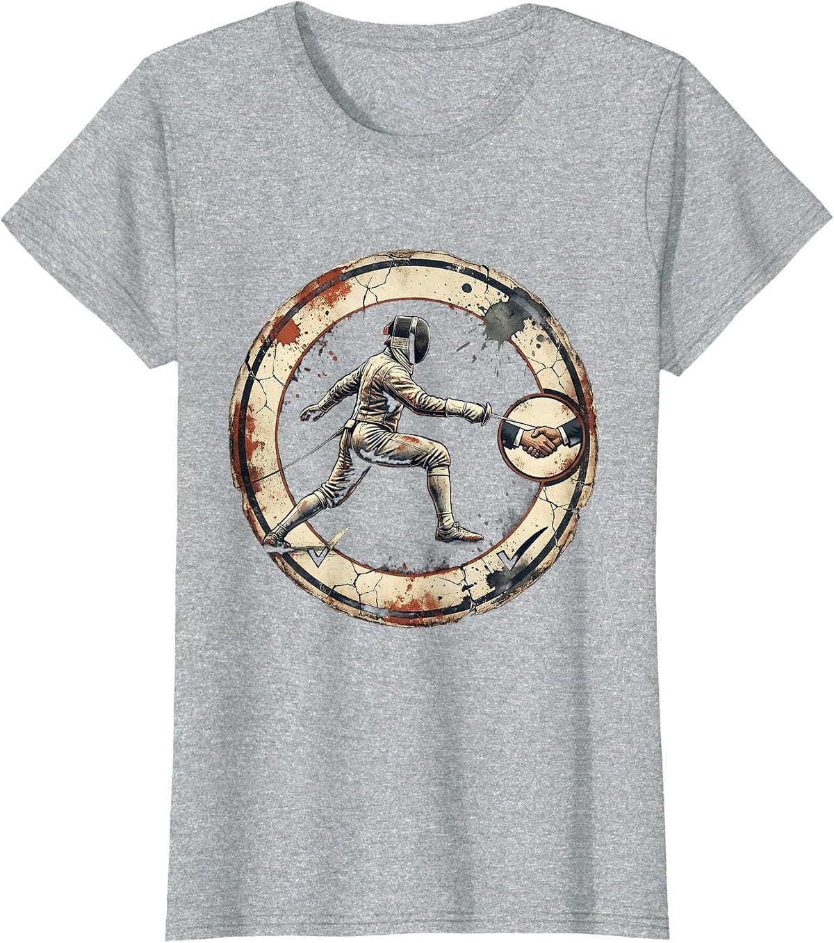 Women's Distressed Fencing Fencer Sport Fan Humor T-Shirt - Heather Grey