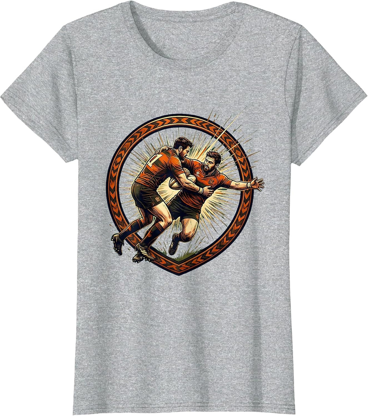 Rugby Full Impact Collision Graphic Tee T-Shirt - Heather Grey