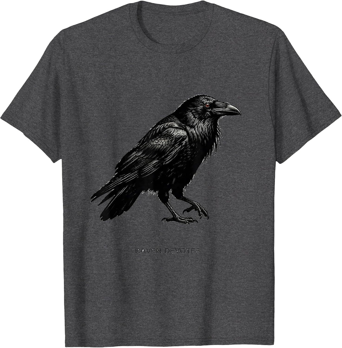 Raven Devotee Gothic Bird Art Crow Silhouette T-Shirt - Dark Heather Grey