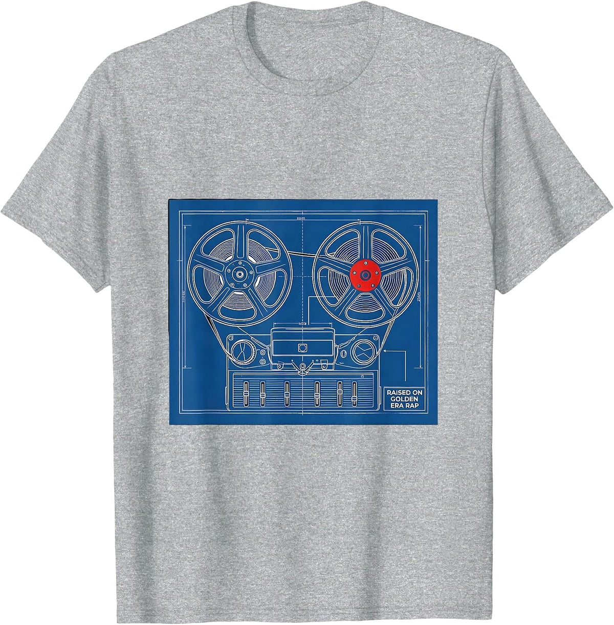 Men's Raised On Golden Era Rap Vintage Hip Hop Cassette Nostalgia T-Shirt - Heather Grey