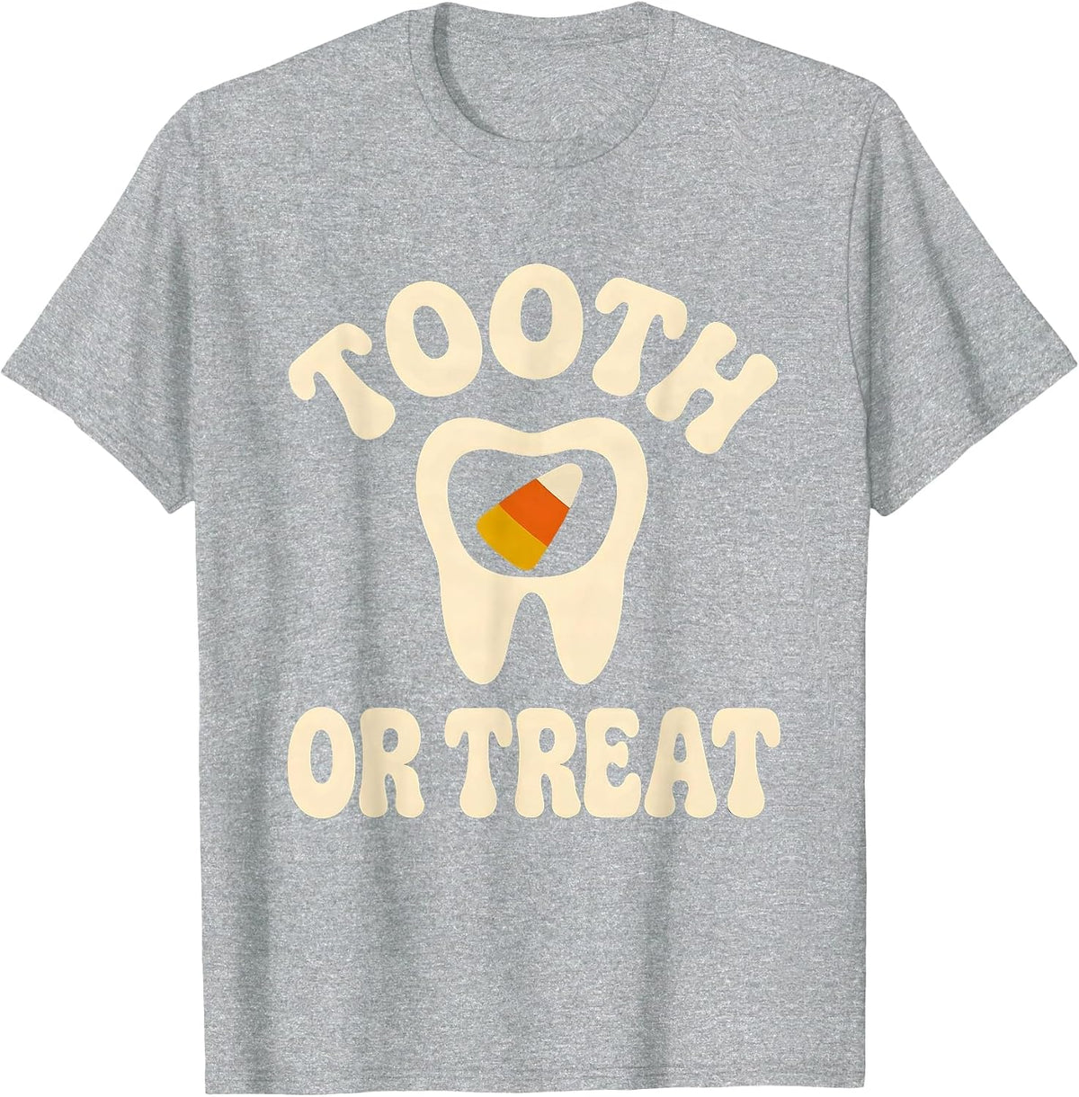 Men's Tooth Or Treat Retro 70s Halloween Dentist Costume Humor T-Shirt - Heather Grey