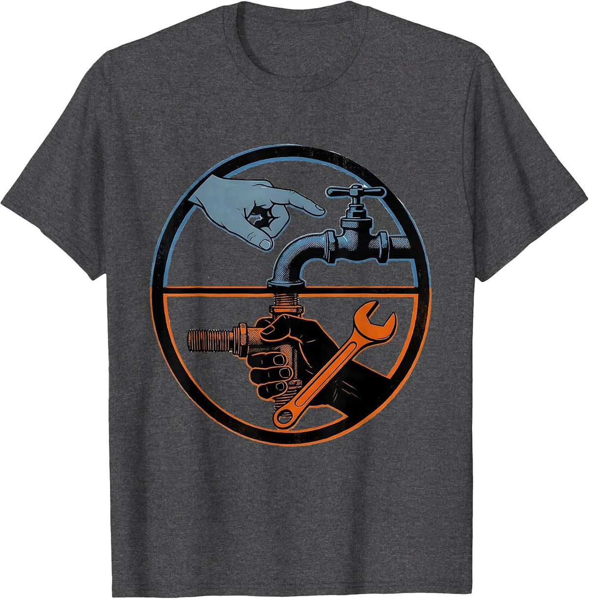 Men's Sealed Valve Plumber Trade Humor Dad Joke T-Shirt - Dark Heather Grey