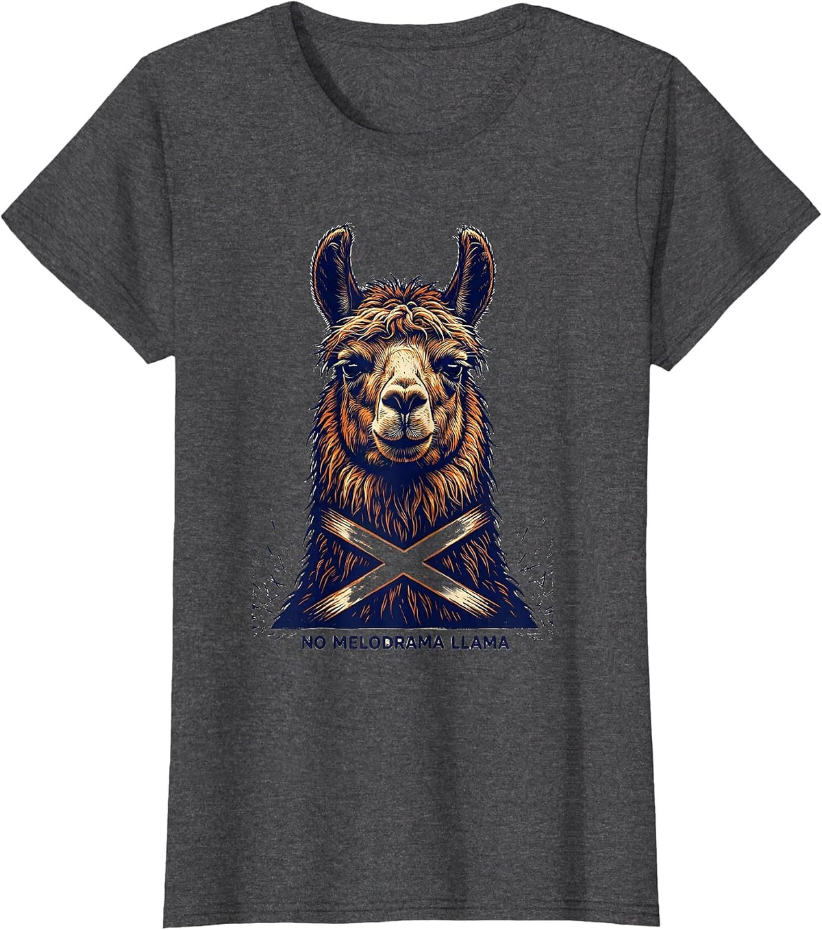 Women's No Melodrama Llama Funny Llama Lover Animal Humor T-Shirt - Dark Heather Grey