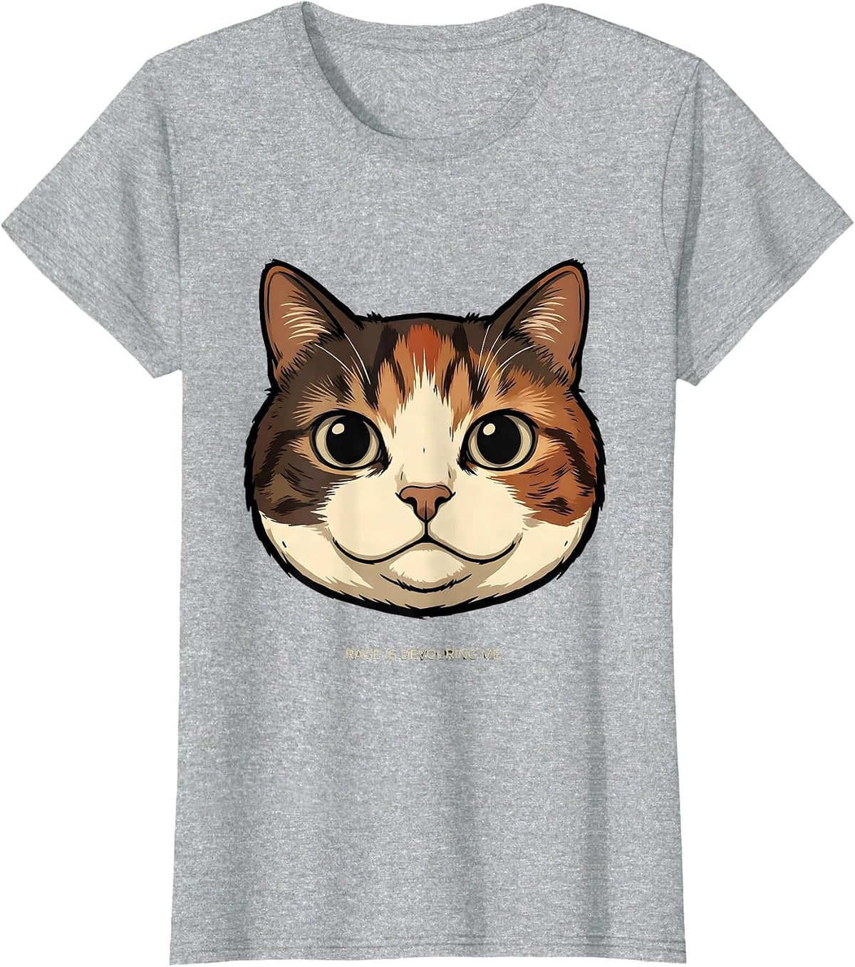 Rage Is Devouring Me Cartoon Cat Meme Humor Cat Lover T-Shirt - Heather Grey