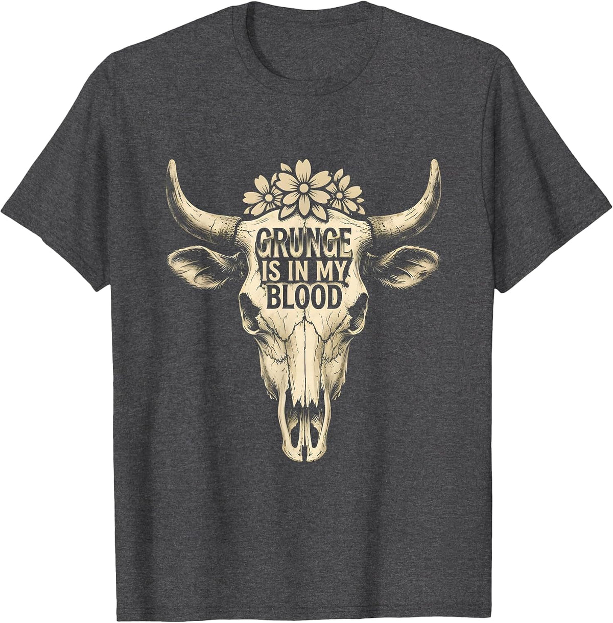 Grunge Is In My Blood 90s Rock Culture Design T-Shirt - Dark Heather Grey