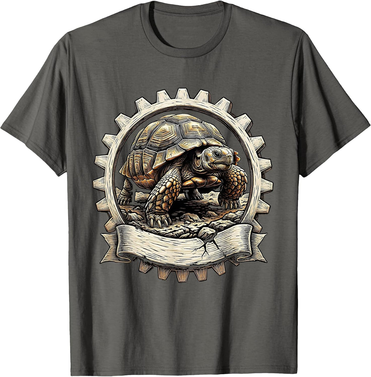 Determined Tortoise Crossing the Finish Line T-Shirt - Asphalt Grey