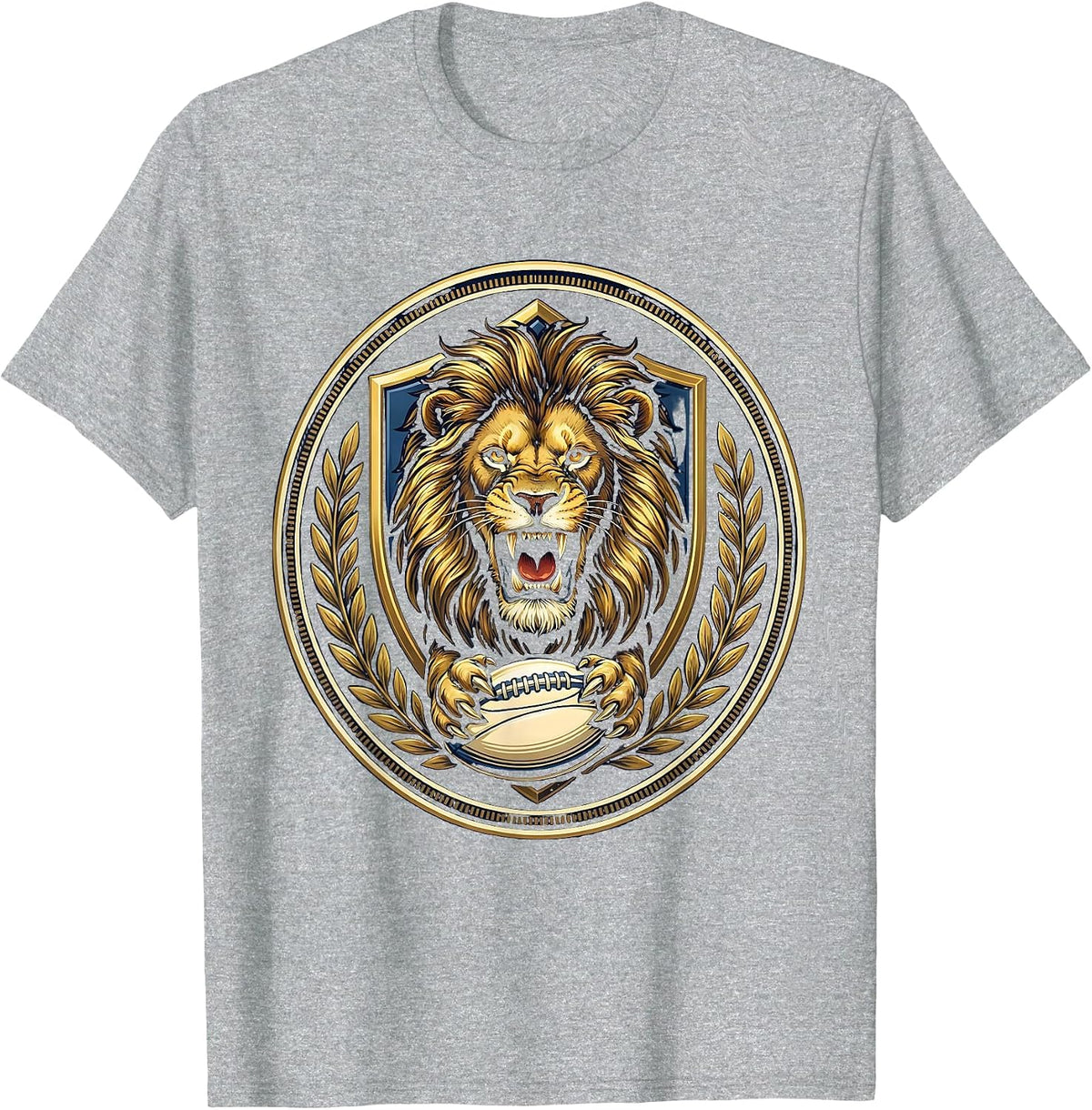 Men's Roaring Lion Rugby Ball Graphic T-Shirt - Heather Grey