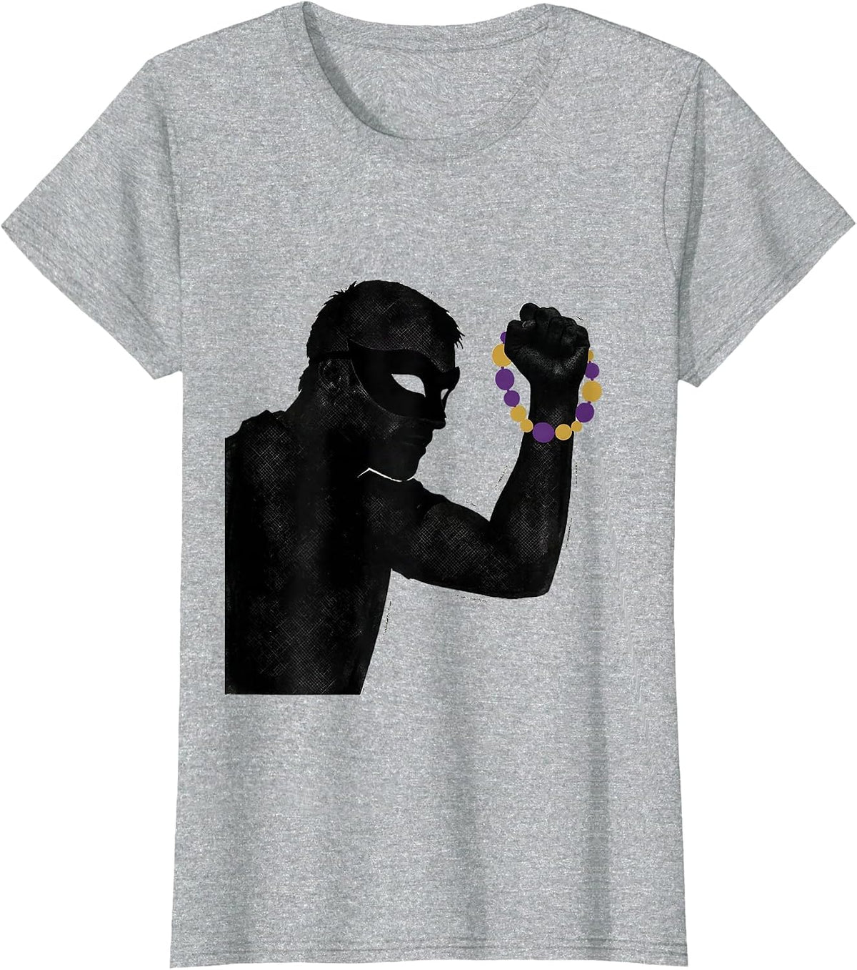 Reveler Mask Stencil Mardi Gras Carnival Party Costume T-Shirt - Heather Grey