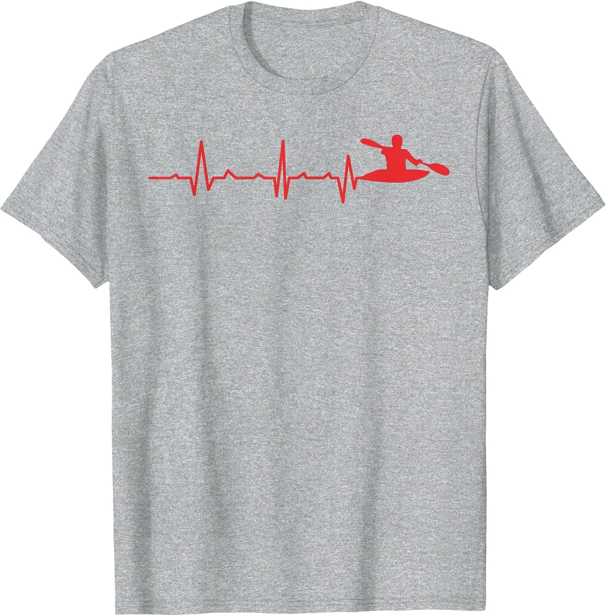 Kayak Heartbeat Line Design for Paddling Fans T-Shirt - Heather Grey
