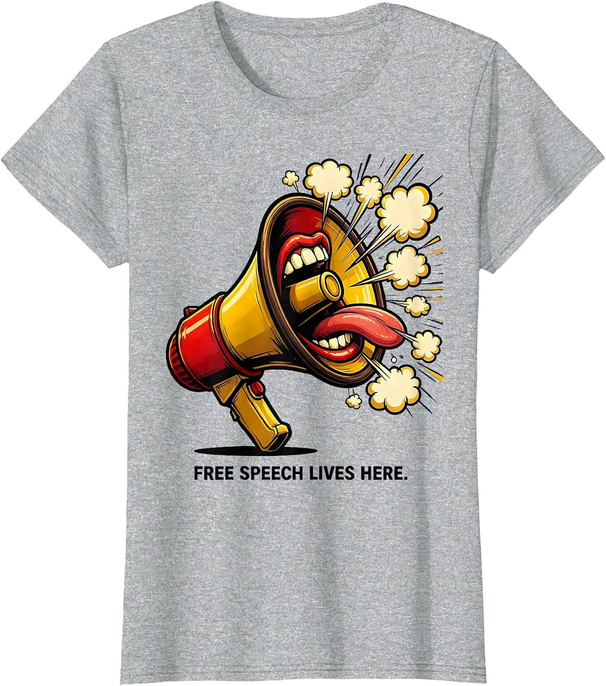 Free Speech Lives Here First Amendment Design T-Shirt - Heather Grey