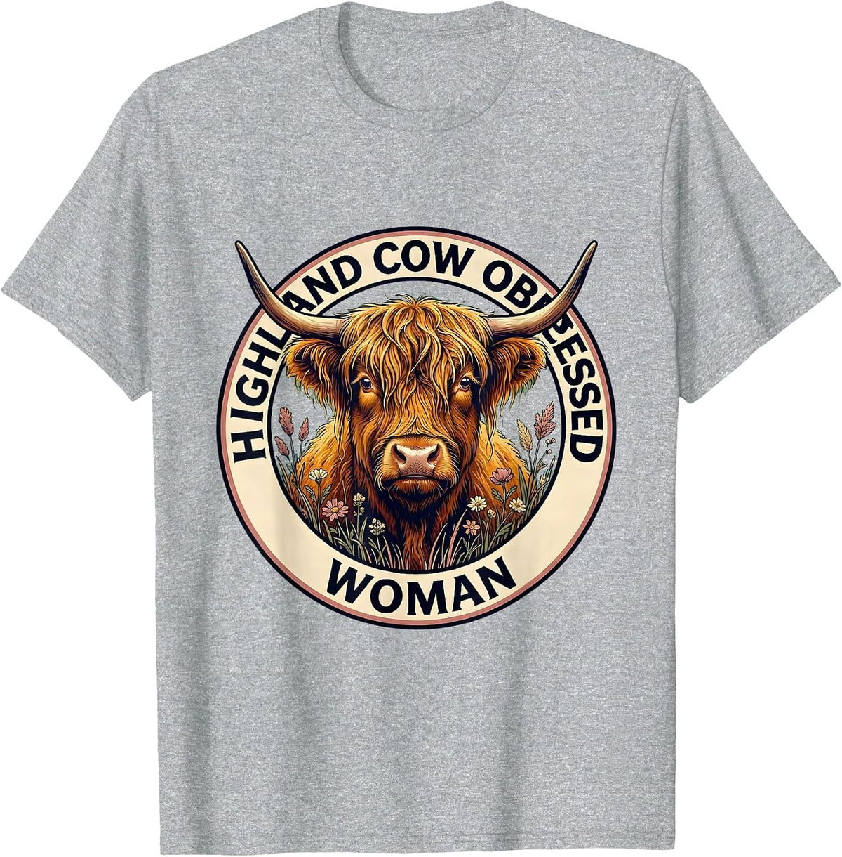 Men's Highland Cow Obsessed Woman Graphic Design T-Shirt - Heather Grey
