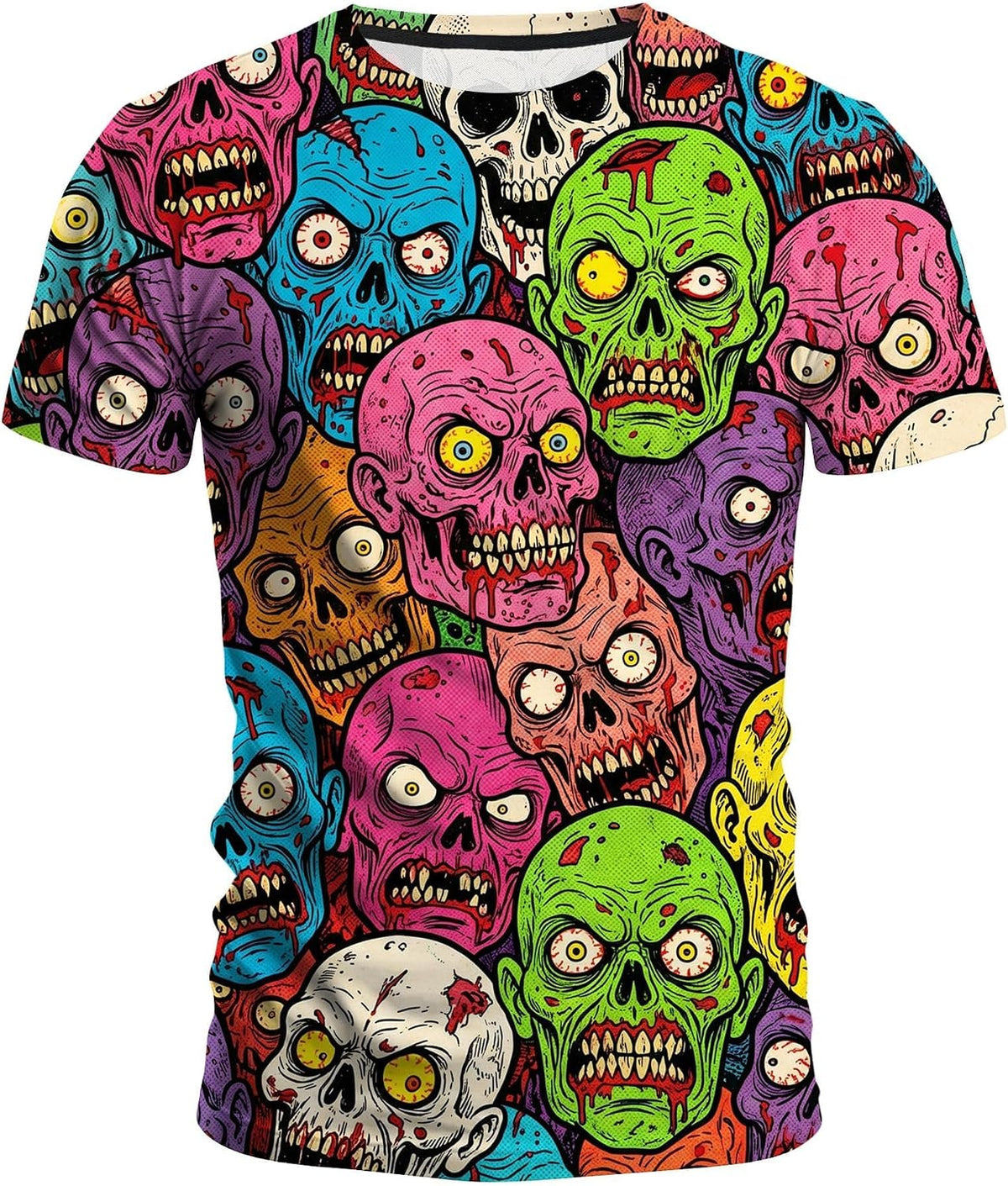 Men's Gothic Skull Graphic T-Shirt Short Sleeve Crewneck Summer Polyester Tee - Zombie Skull-4