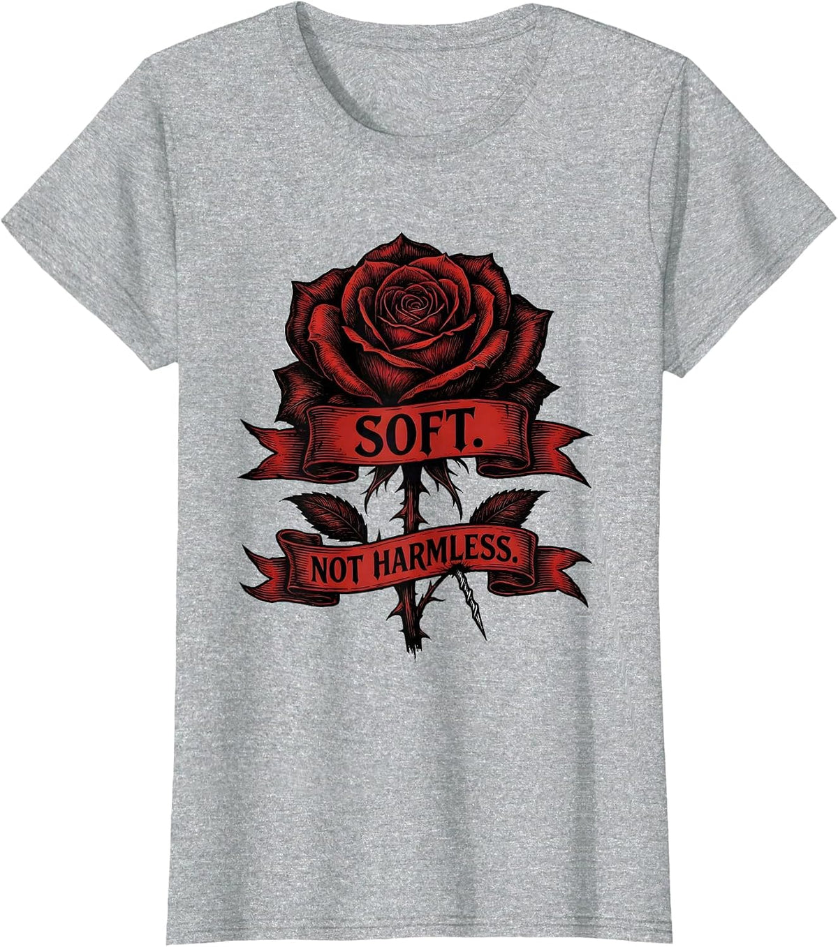 Soft. Not Harmless Gothic Dark Romance Dark Aesthetic T-Shirt - Heather Grey