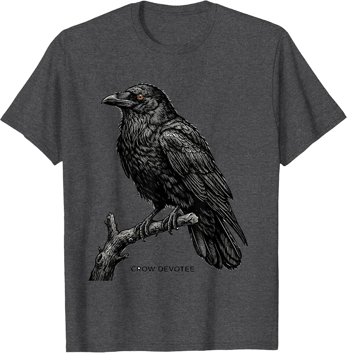 Men's Crow Devotee Gothic Nature Bird Enthusiast Dark Humor T-Shirt - Dark Heather Grey