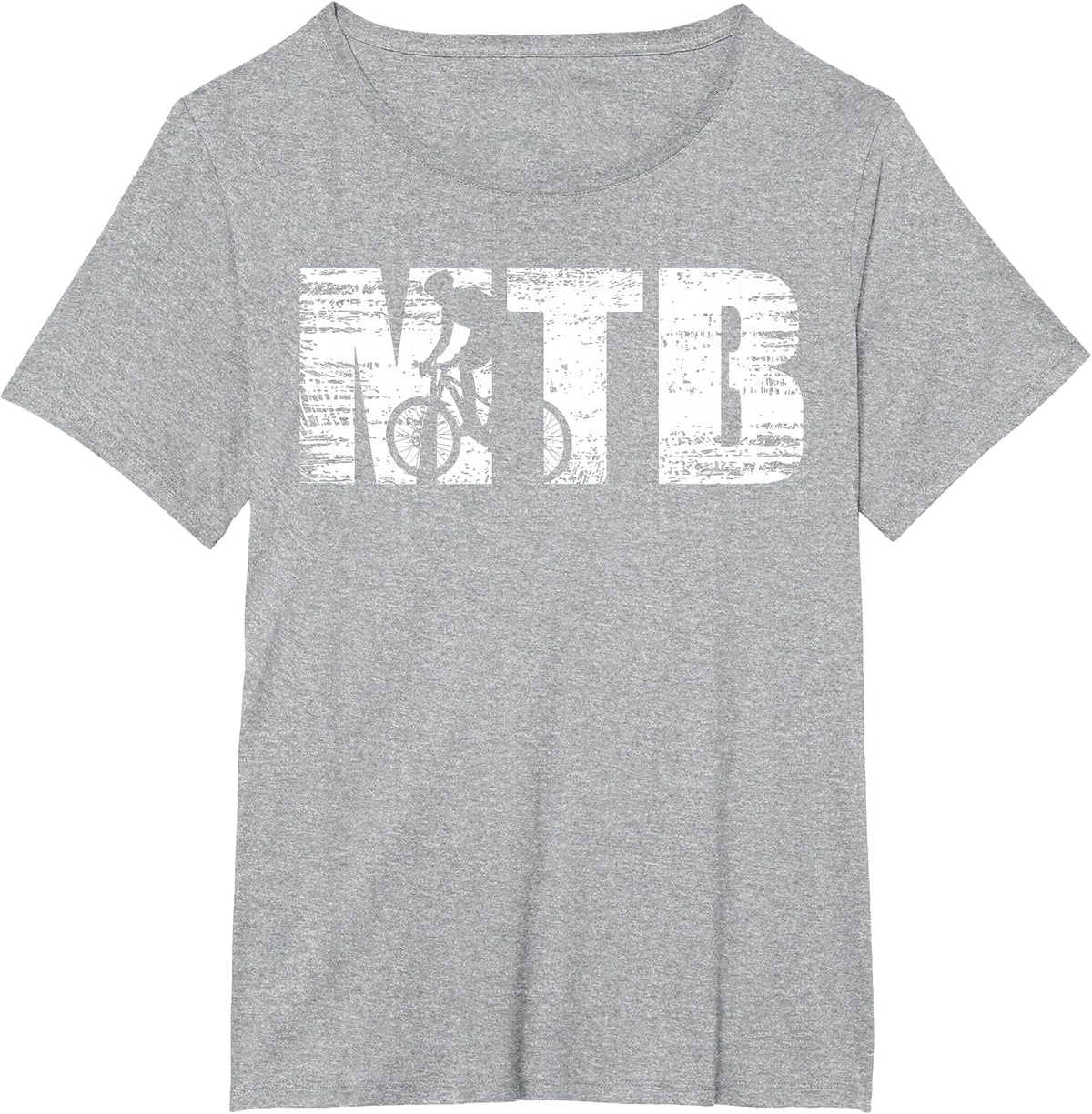 MTB - Distressed Look Mountain Biking for Mountain Bikers T-Shirt - Heather Grey