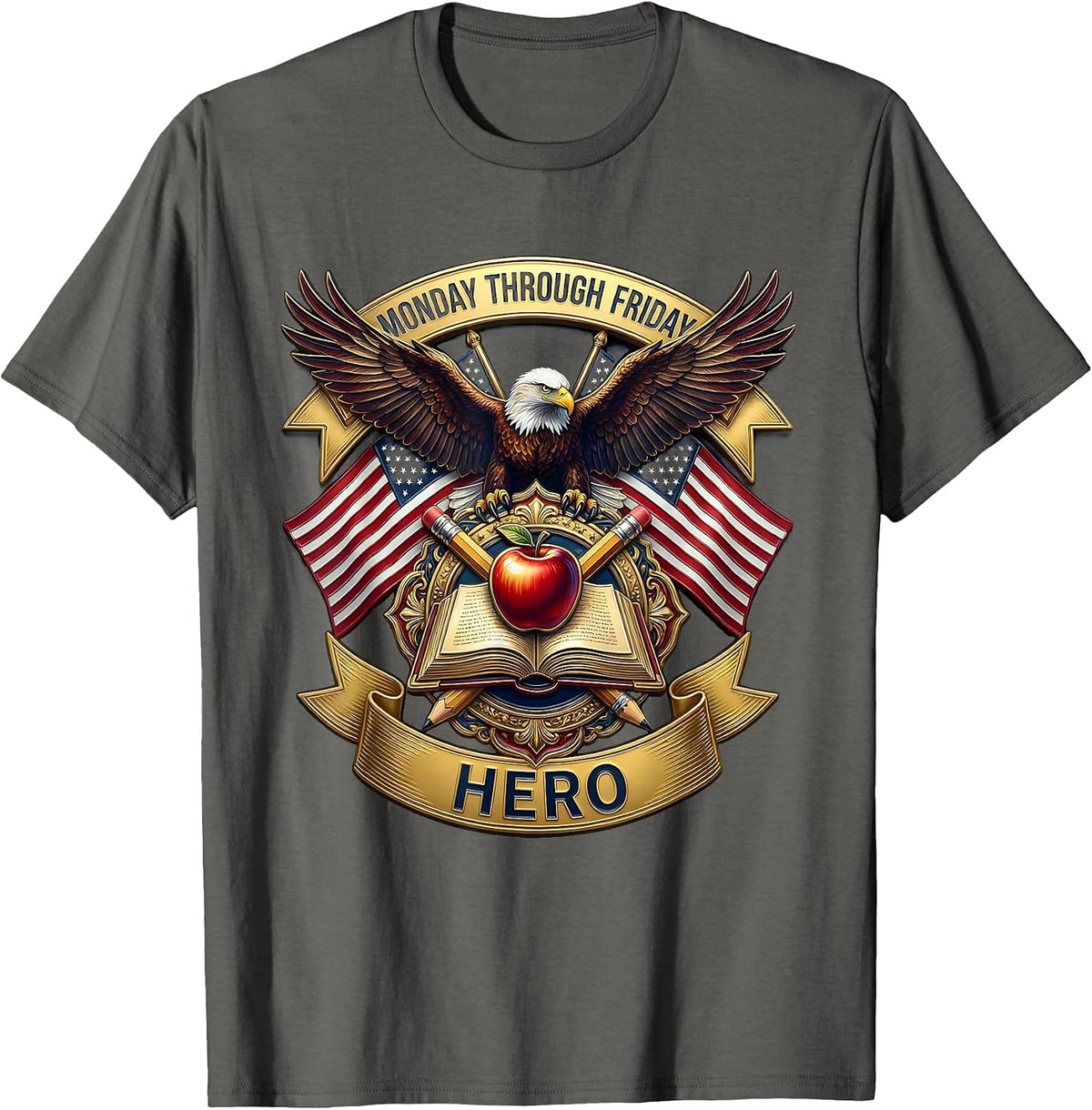 Monday Through Friday Hero Everyday Worker Design T-Shirt - Asphalt Grey