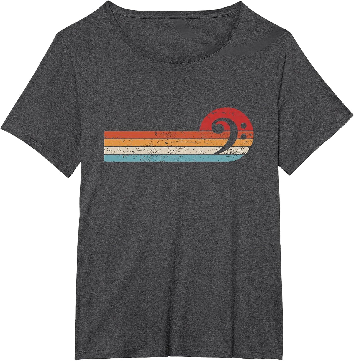 Bassist Bass Guitar Musician Retro Bass Clef T-Shirt - Dark Heather Grey