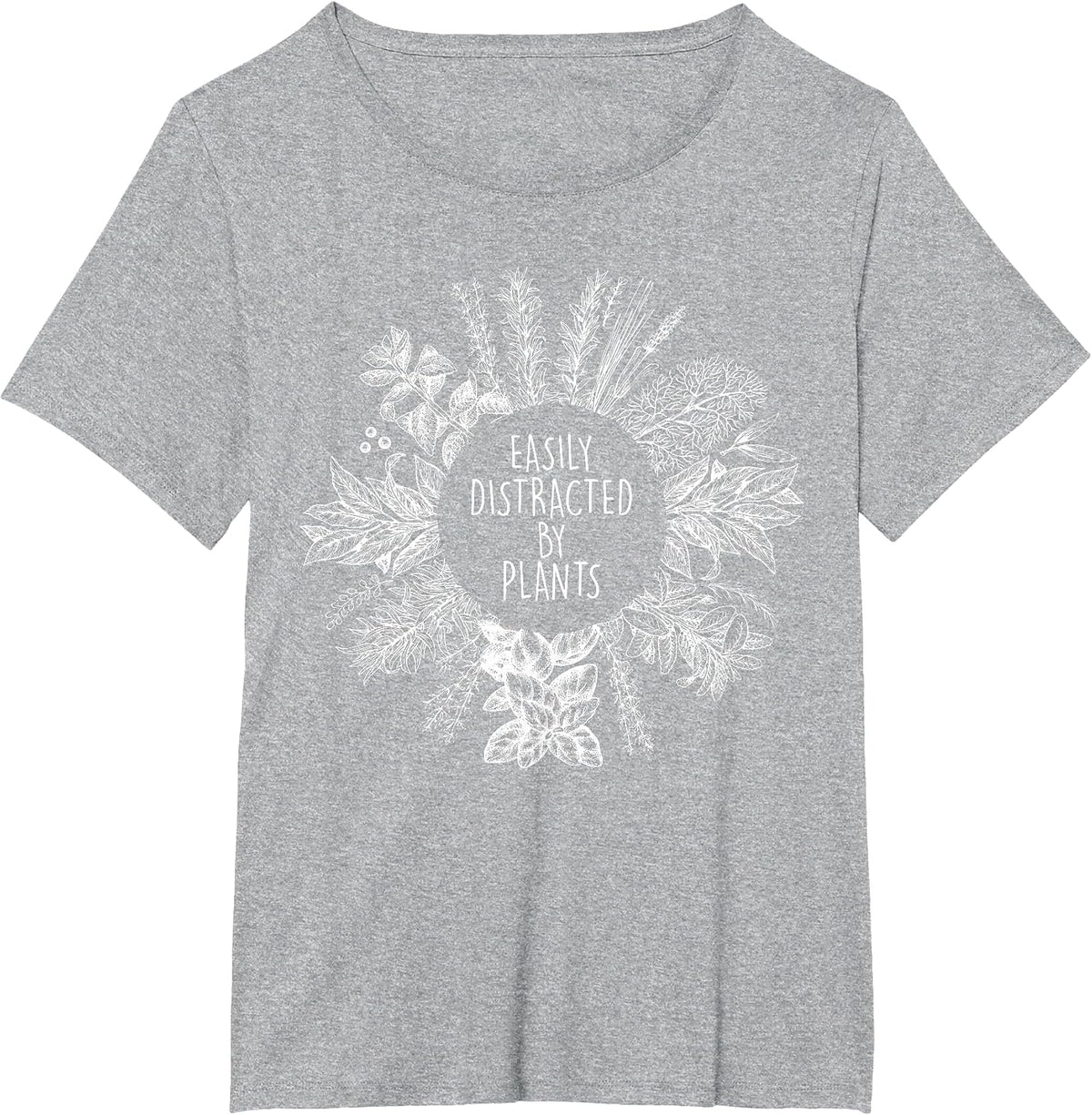 Easily Distracted By Plants Funny Gardener Garden Lover T-Shirt - Heather Grey
