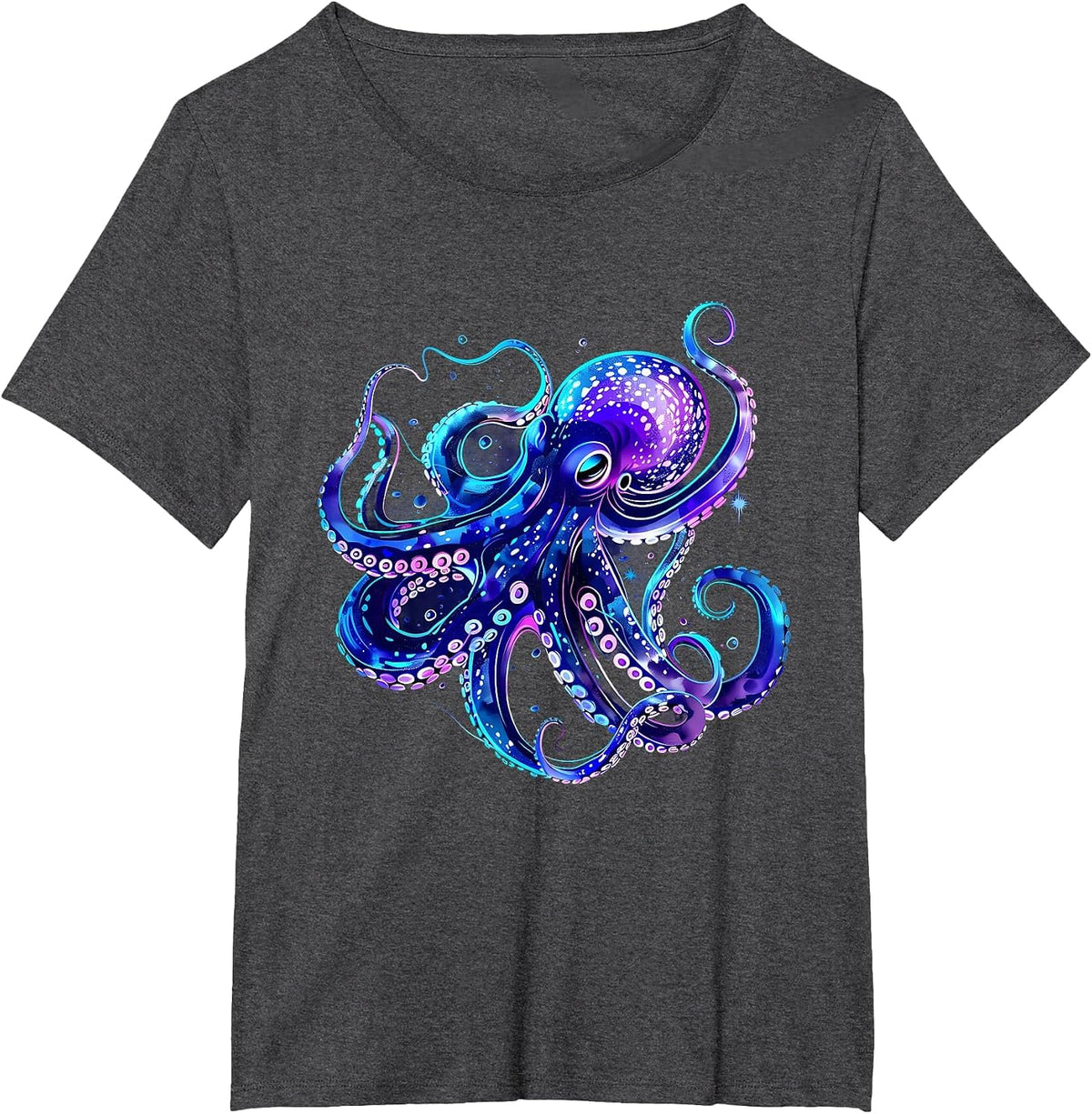 Octopus Artwork Sea Ocean Animal Lover Motif Sea Creature T-Shirt - Dark Heather Grey