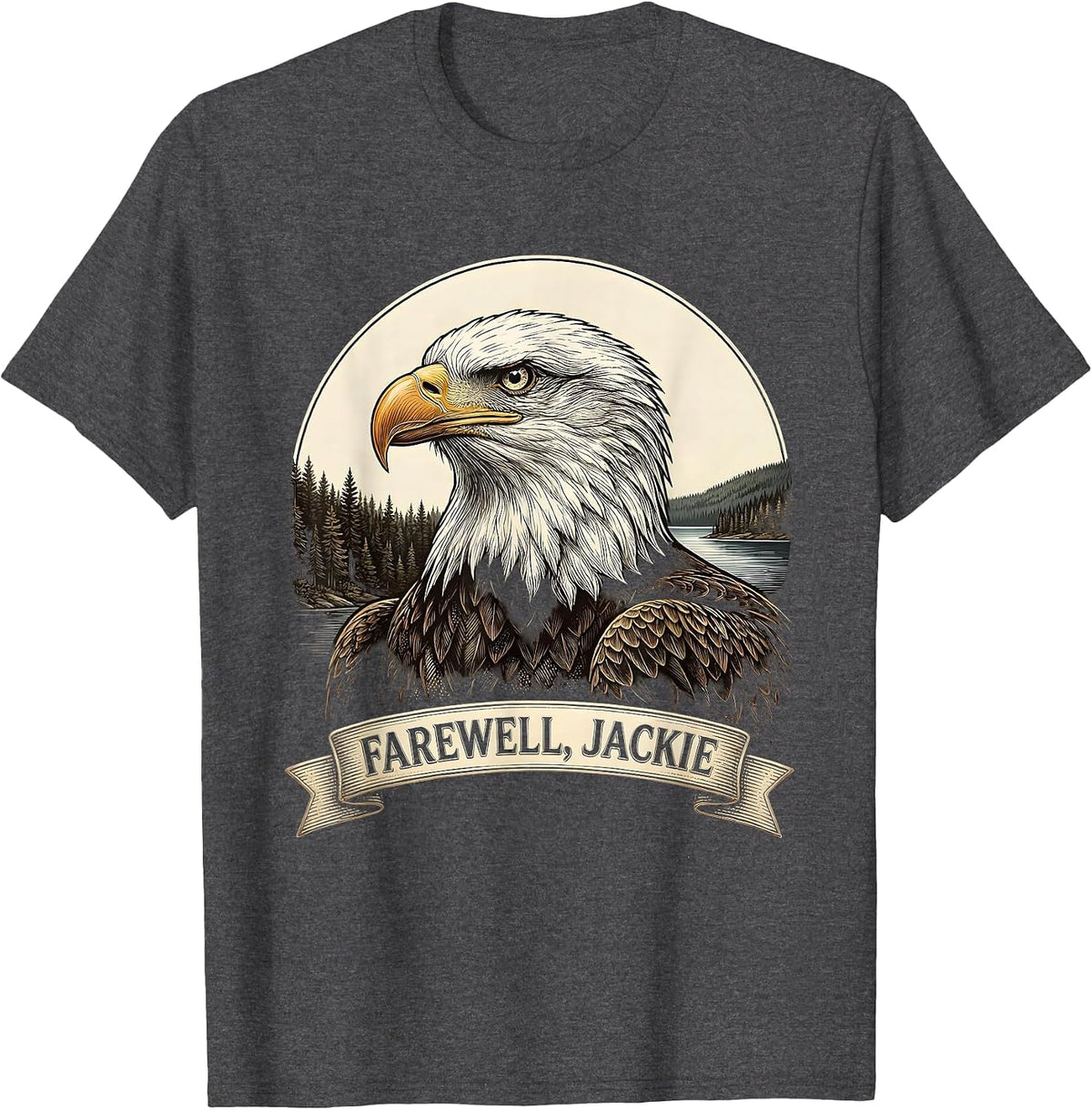 Men's Farewell, Jackie Bald Eagle Memorial Tribute Crosshatch T-Shirt - Dark Heather Grey