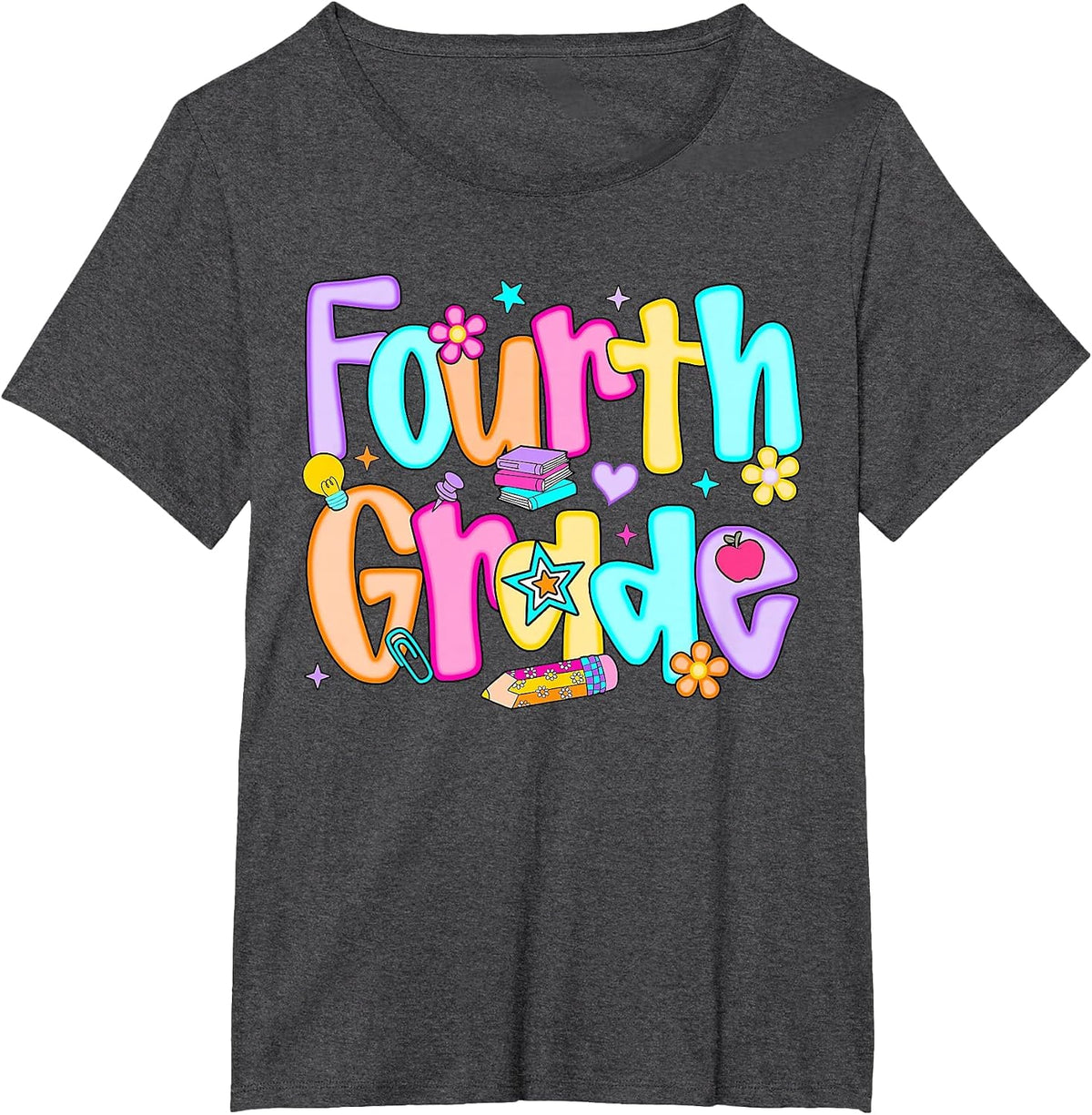Preppy Fourth Grade Back to School 4th Grade Teachers Girls T-Shirt - Dark Heather Grey