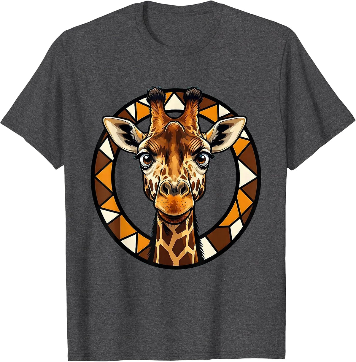 Giraffe Pattern Dissolving Into Geometric Shapes T-Shirt - Dark Heather Grey