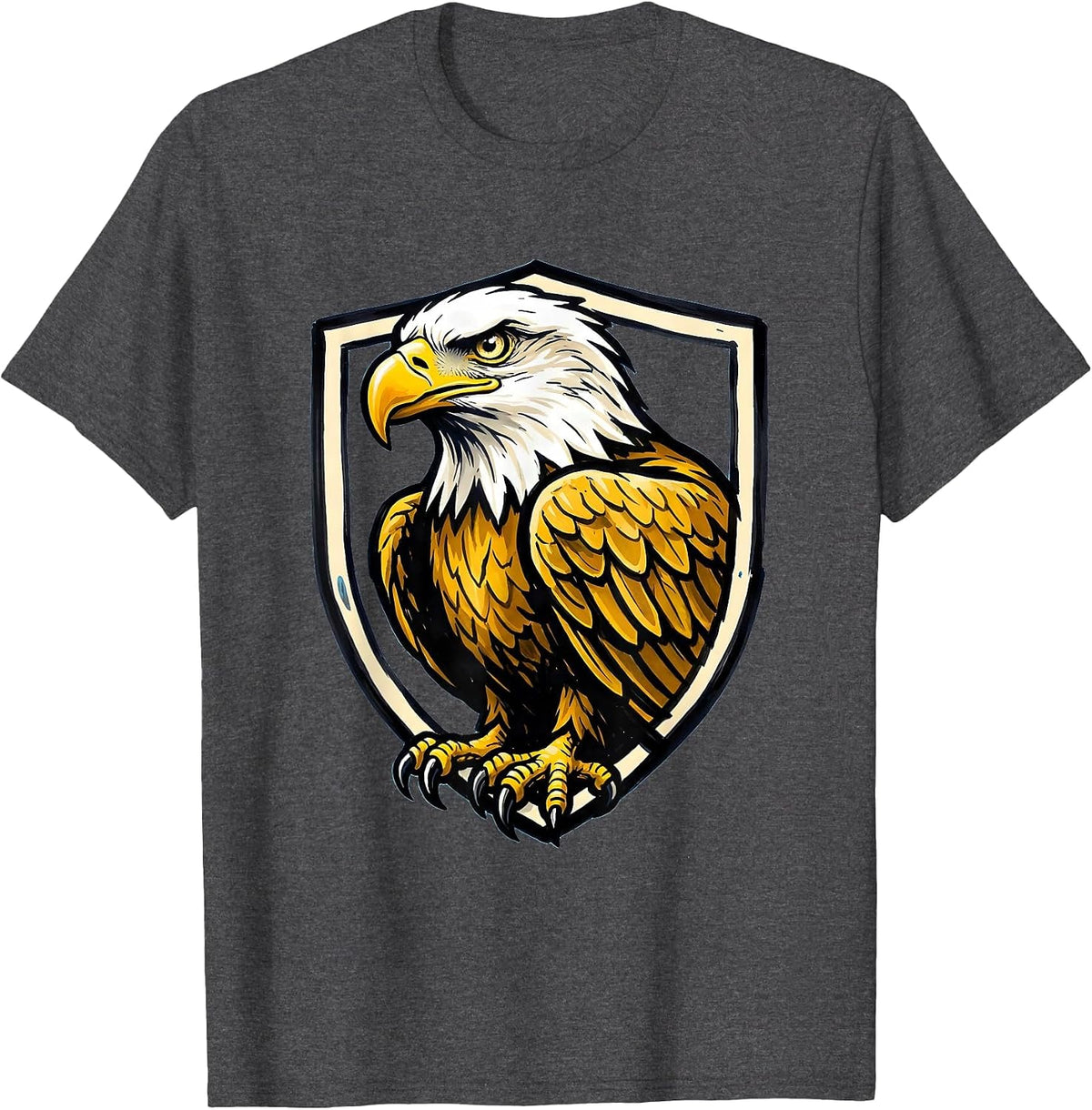 Men's Bald Eagle Shield Mascot Fan Family Pride T-Shirt - Dark Heather Grey