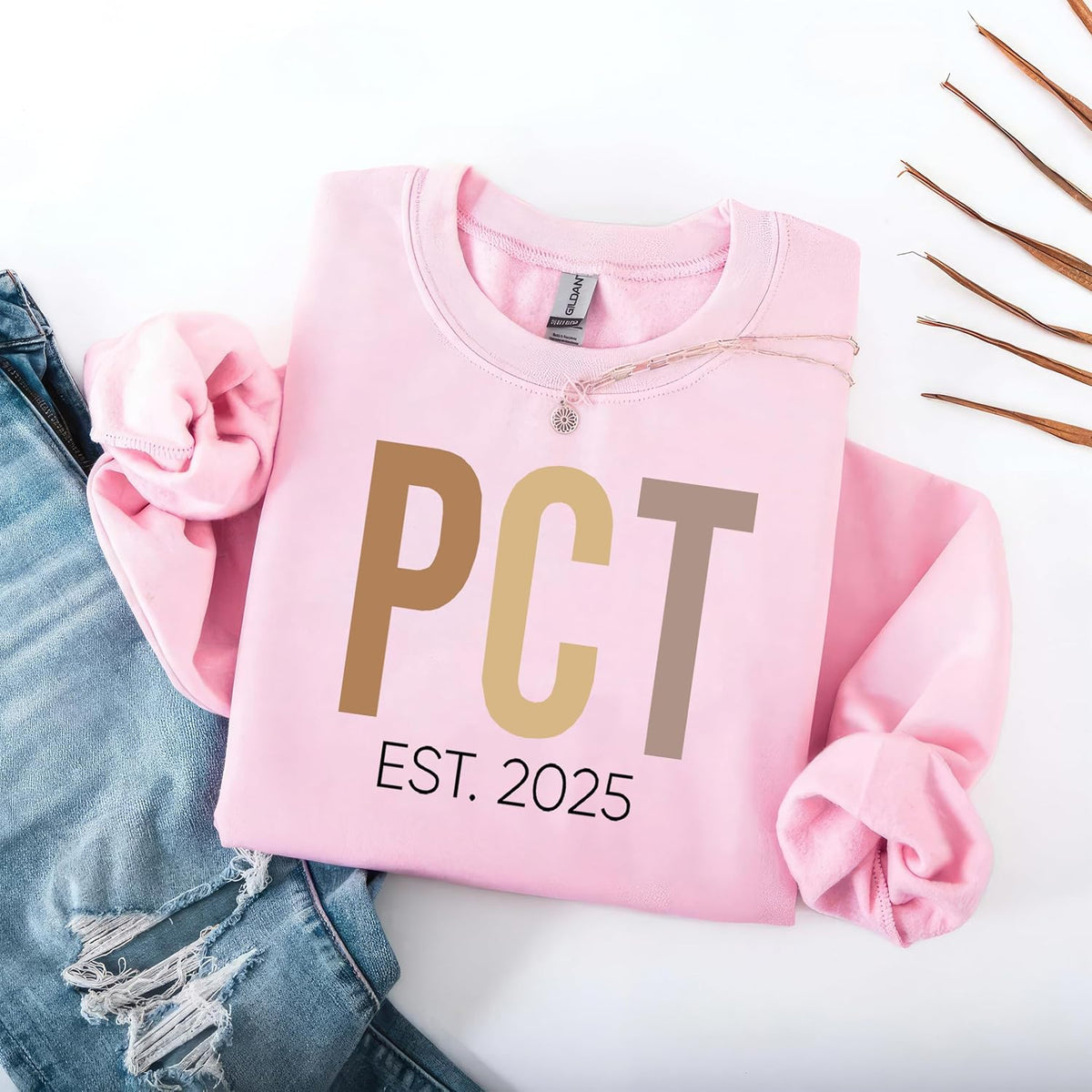 Personalized PCT Sweatshirt with Name on Sleeve, Custom PCT Crewneck Gift - size chart