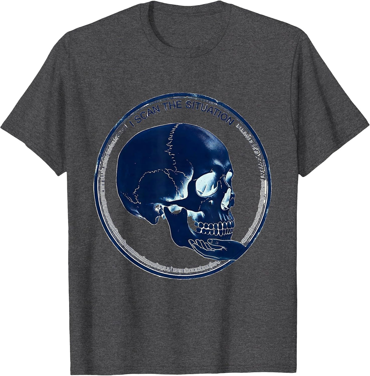 I Scan The Situation Cyanotype Radiology Tech Humor T-Shirt - Dark Heather Grey