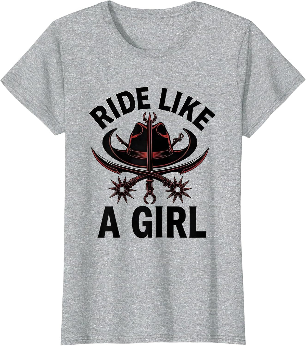 Ride Like a Girl Cowgirl Western Design T-Shirt - Heather Grey