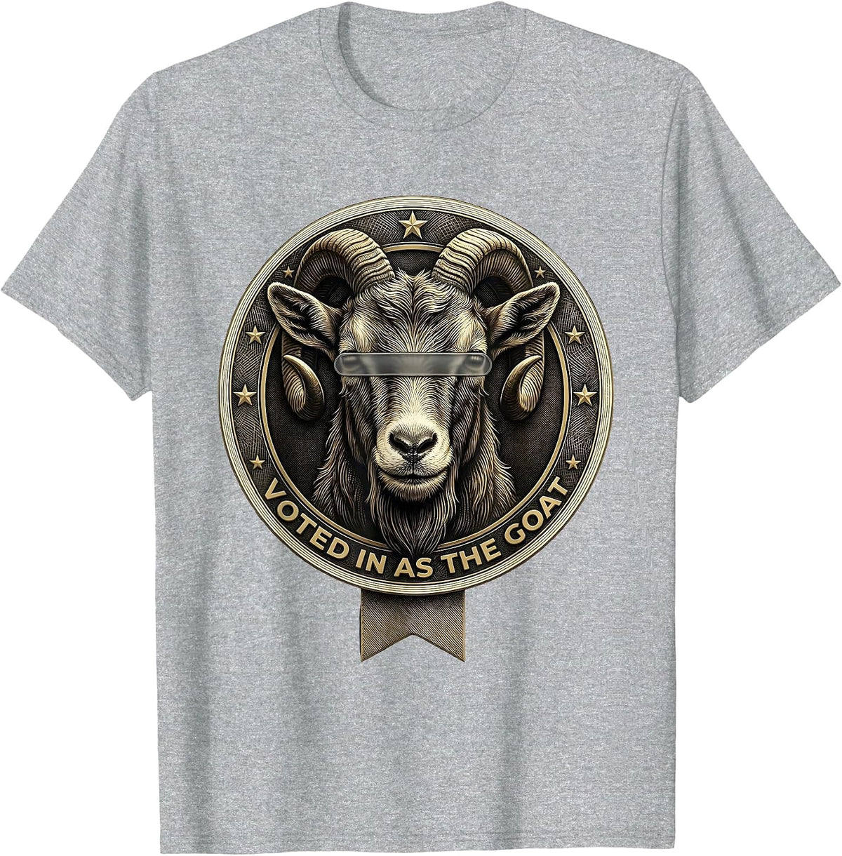 Men's Voted In As The Goat Cool Goat With Sunglasses Funny Animal T-Shirt - Heather Grey