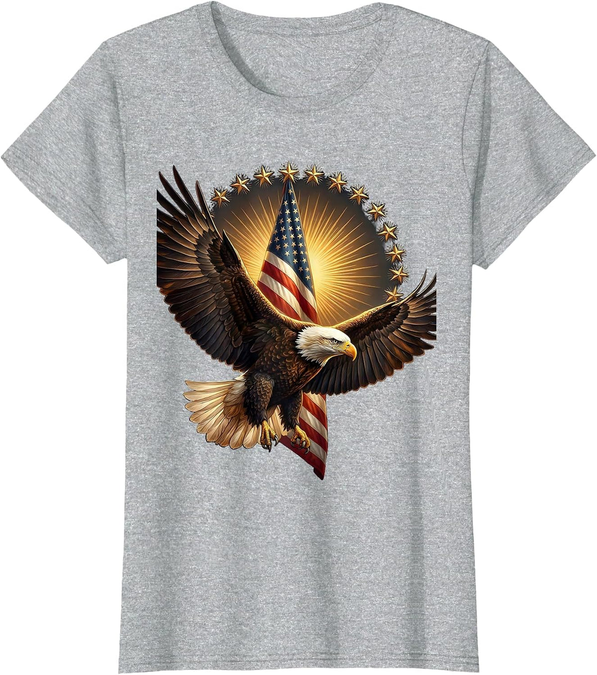 Bald Eagle Folded Flag 250th Anniversary Patriotic T-Shirt - Heather Grey