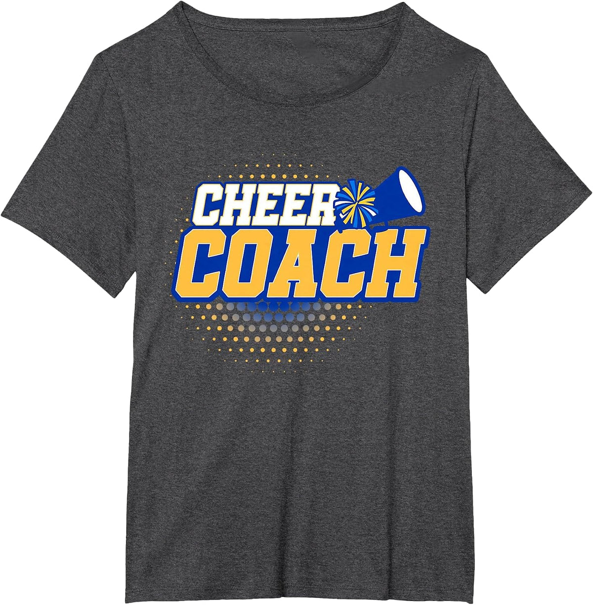 Football Cheer Coach Blue Gold Sport Team Cheerleader Squad T-Shirt - Dark Heather Grey