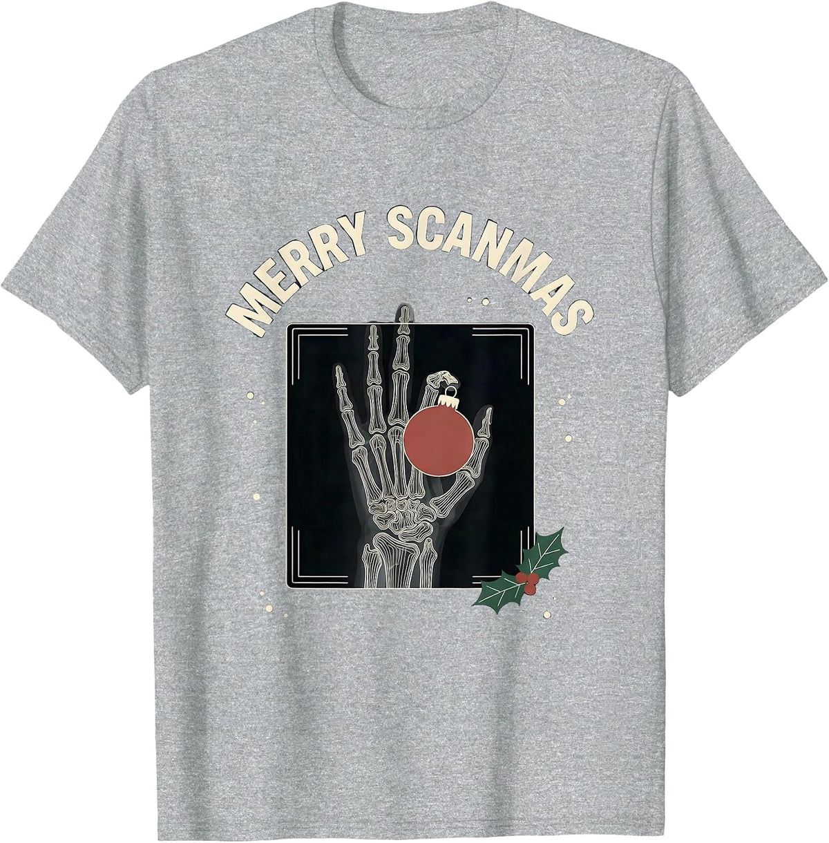 Men's Merry Scanmas Funny Radiology Tech Christmas Xray Tech Humor T-Shirt - Heather Grey