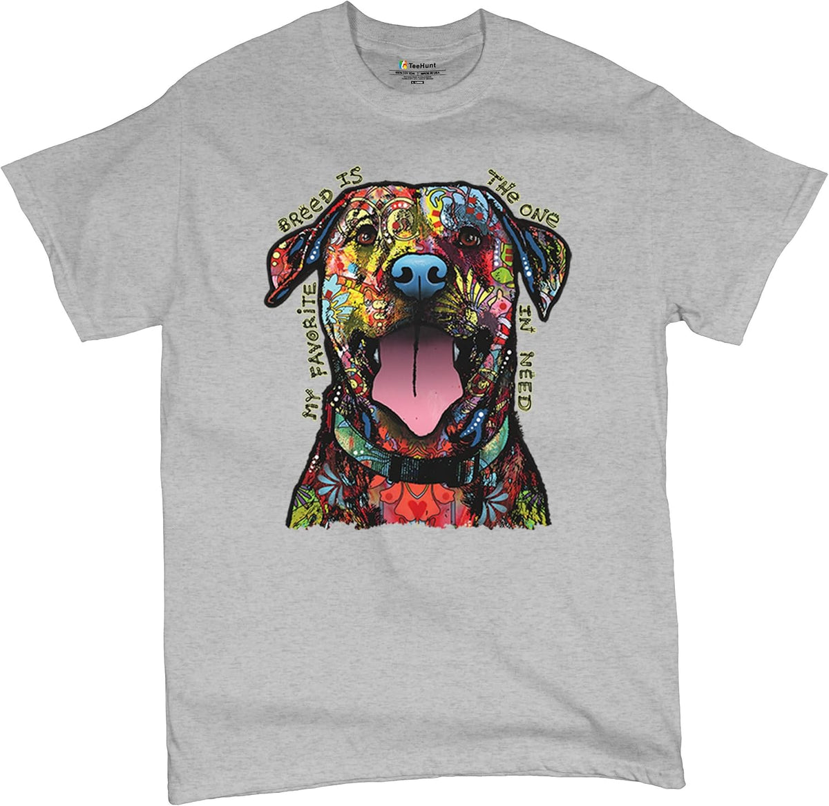 My Favorite Breed is The One in Need T-Shirt Dean Russo Dog Men's Tee - Gray