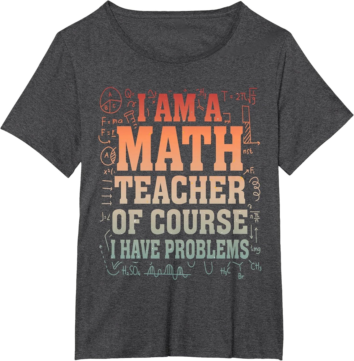 Math Teacher Humor Pi Number Symbol Funny Vintage Mathematic T-Shirt - Dark Heather Grey
