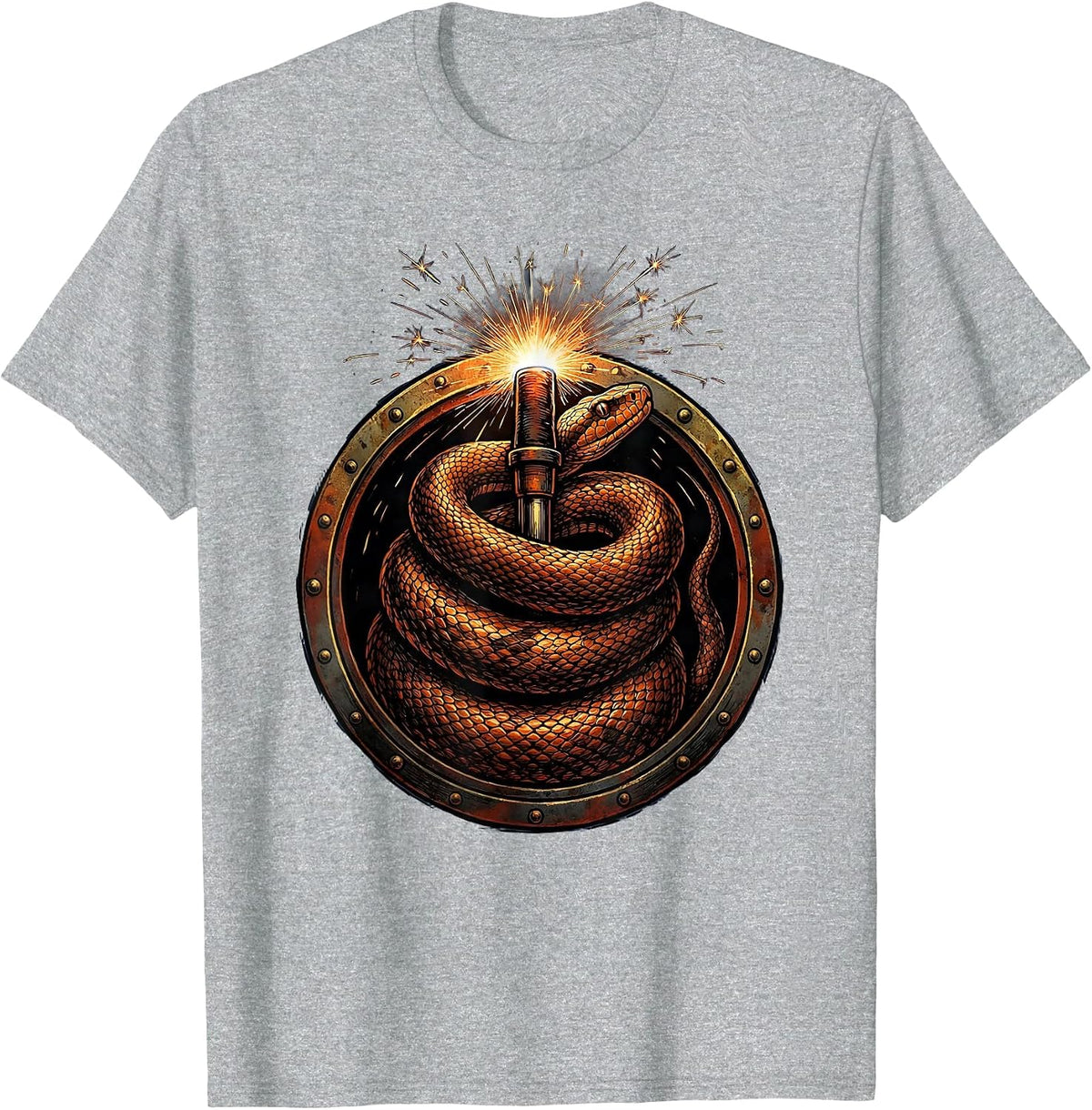 Men's Serpent Torch Welder Graphic Design T-Shirt - Heather Grey