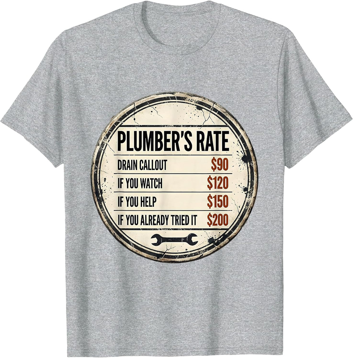 Men's Plumber's Rate Funny Plumbing Trade Humor T-Shirt - Heather Grey