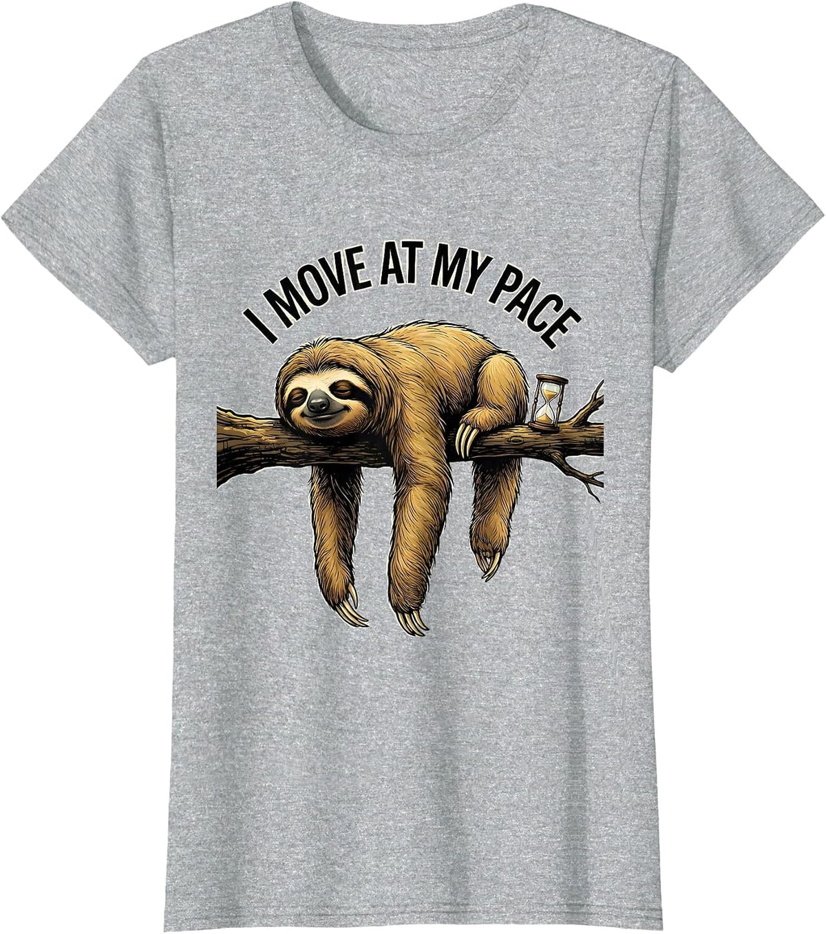 I Move At My Pace Funny Sloth Lover Lazy Humor Gift T-Shirt - Heather Grey
