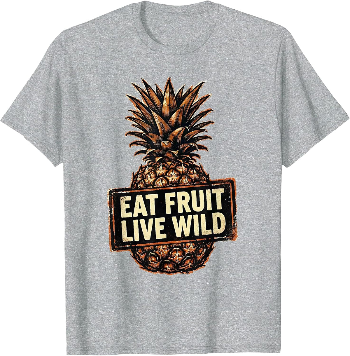 Men's Eat Fruit Live Wild Pineapple Graphic Design T-Shirt - Heather Grey