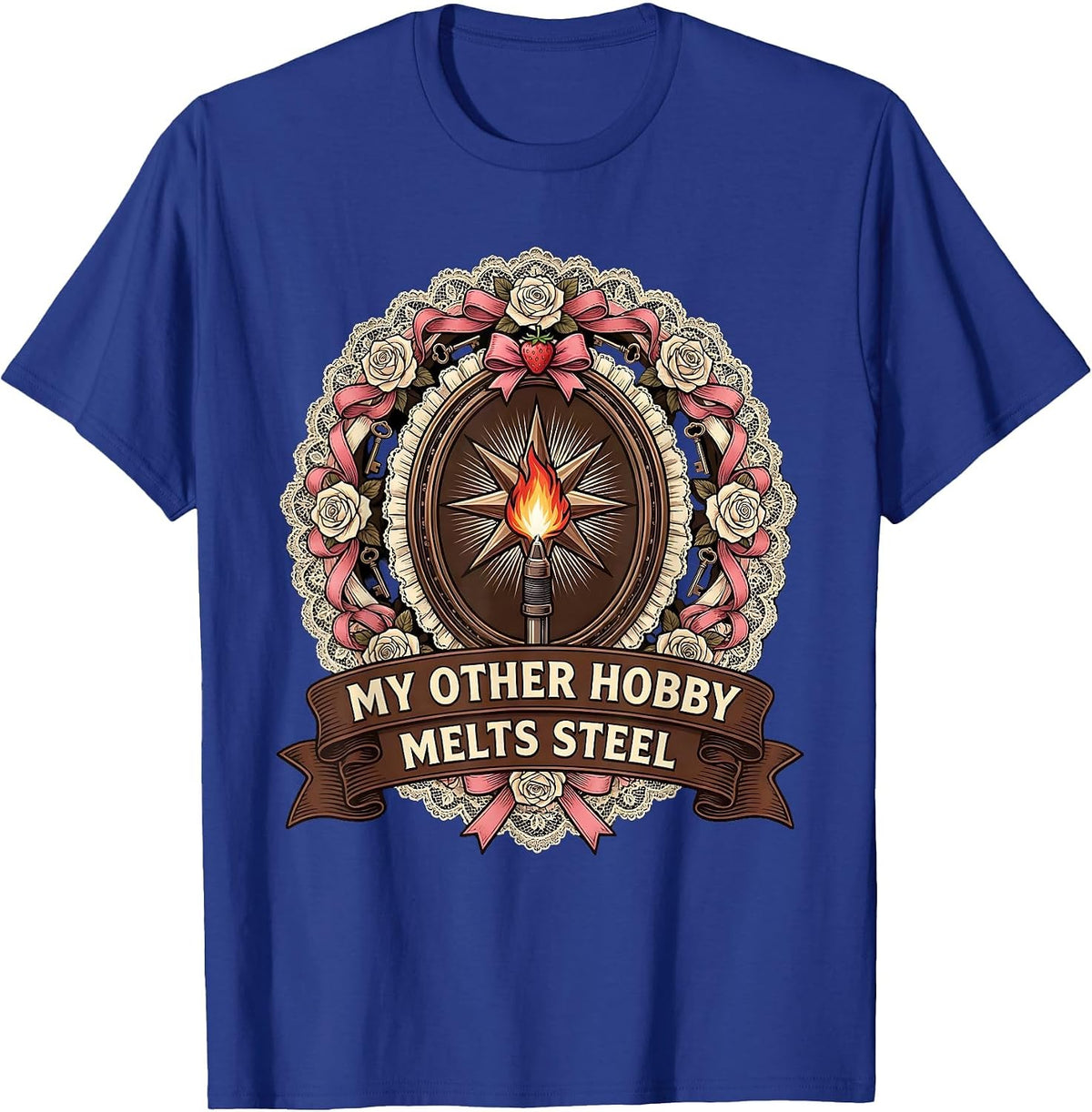 Men's My Other Hobby Melts Steel Welder Design T-Shirt - Royal Blue