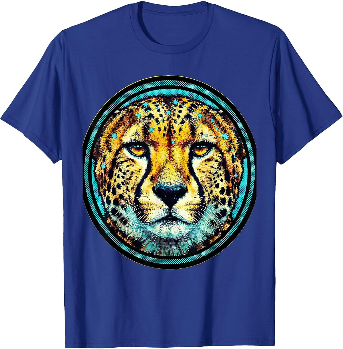 Cheetah Constellation Spots Star Map Design T-Shirt - Royal Blue