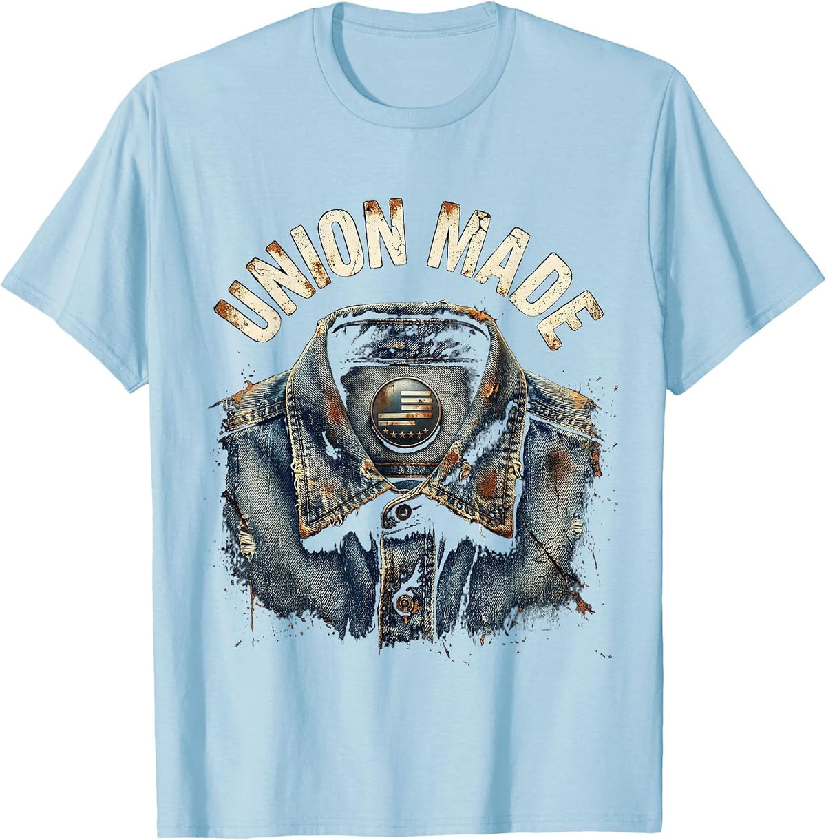 Men's Union Made Distressed Labor Day Union Worker Pride T-Shirt - Baby Blue