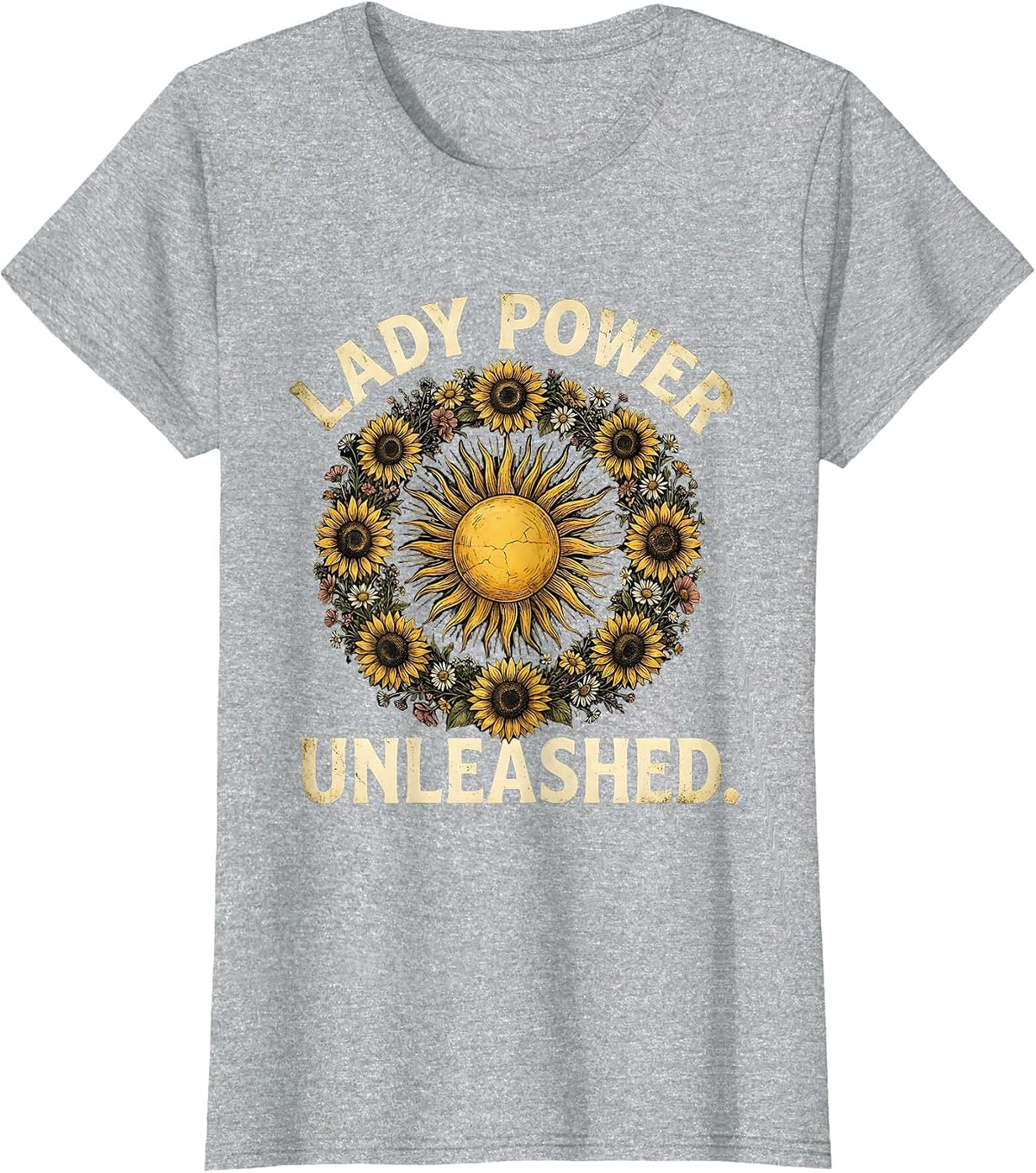 Do It Lady Power Unleashed Empowerment Design T-Shirt - Heather Grey