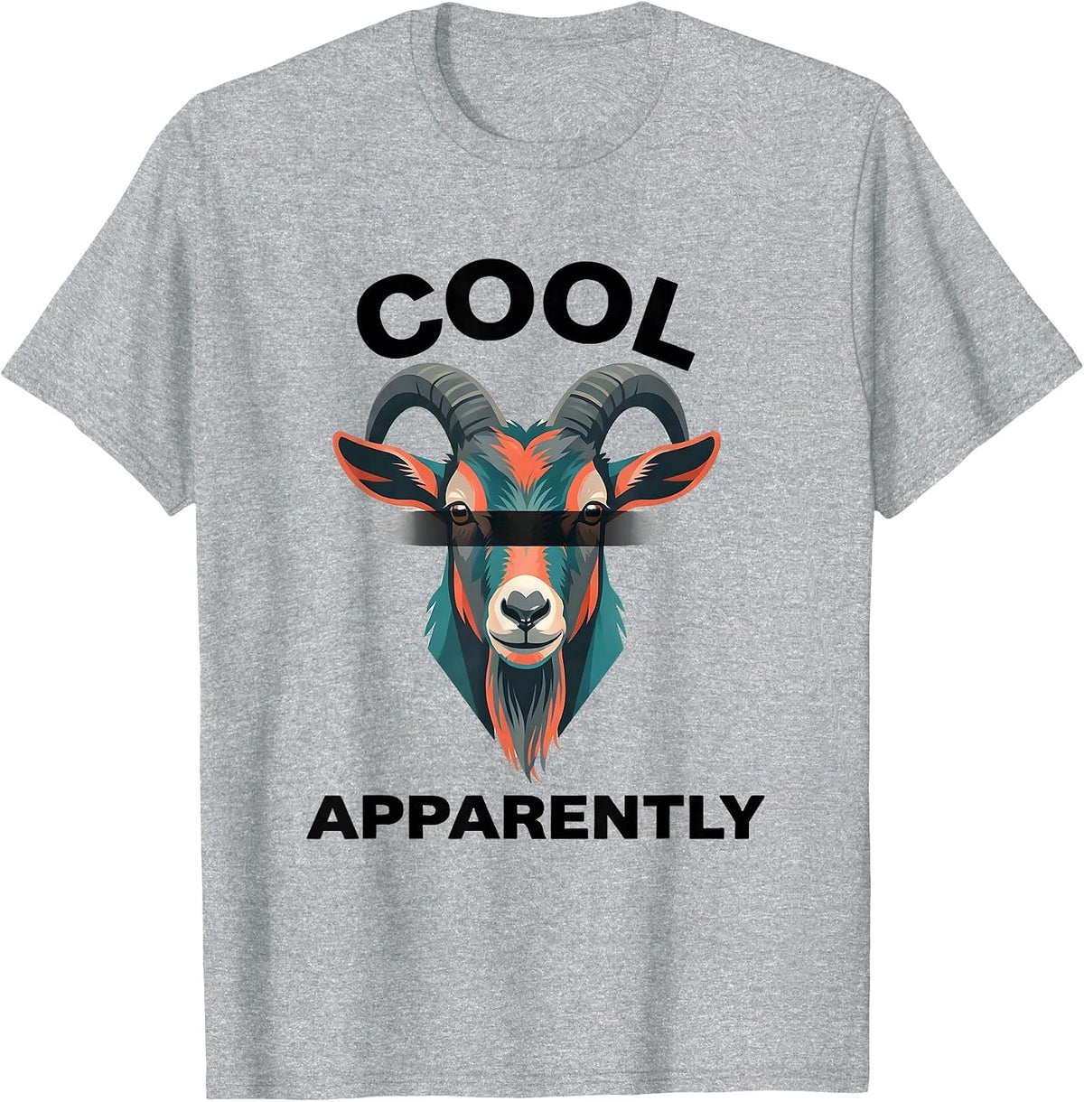 Men's Cool Apparently Flat Vector Goat with Sunglasses Funny T-Shirt - Heather Grey